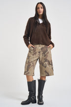 Maglia donna con scollo a V marrone B40D0215 MORO SOUVENIR CLUBBING 