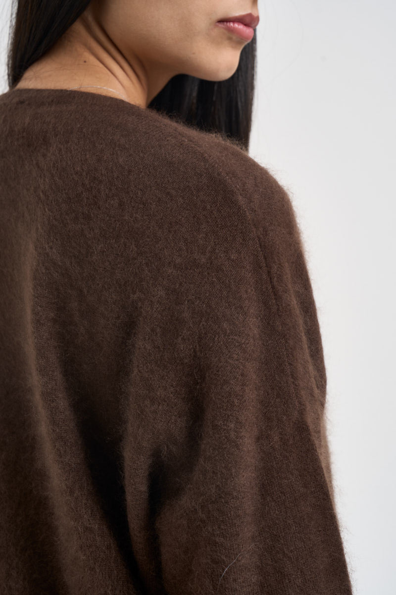 Maglia donna con scollo a V marrone B40D0215 MORO SOUVENIR CLUBBING 