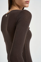 Maglia donna con collo a barca marrone B40M0184 MORO SOUVENIR CLUBBING 