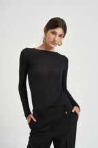 Maglia donna con collo a barca nera B40M0184 NERO SOUVENIR CLUBBING 
