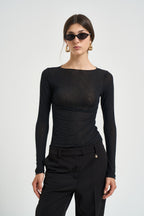 Maglia donna con collo a barca nera B40M0184 NERO SOUVENIR CLUBBING 