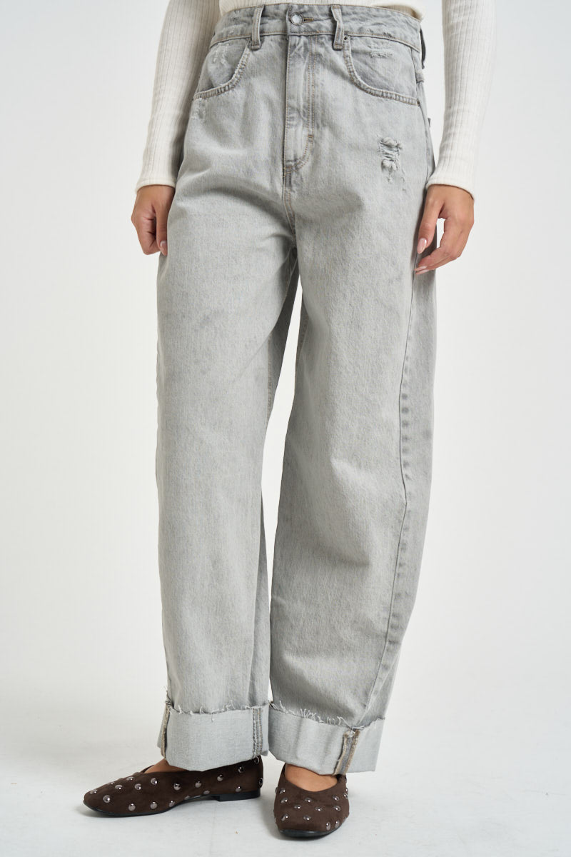 Jeans donna balloon in denim grigio C39S0025 DENIM SOUVENIR CLUBBING 