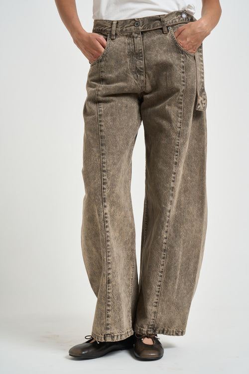 Jeans donna wide leg grigio delavé - 2