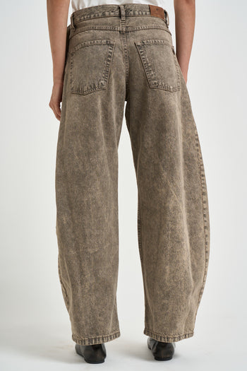 Jeans donna wide leg grigio delavé - 3