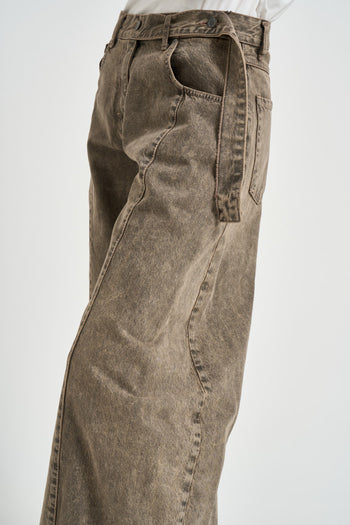 Jeans donna wide leg grigio delavé - 5