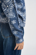 Maglia donna stampa bandana azzurra e bianca D40V0779 BLUE NAVY SOUVENIR CLUBBING 