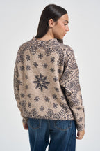 Maglia donna stampa bandana beige e grigia D40V0779 TAUPE SOUVENIR CLUBBING 