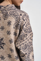 Maglia donna stampa bandana beige e grigia D40V0779 TAUPE SOUVENIR CLUBBING 