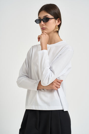 Maglia donna a maniche lunghe bianca - 3