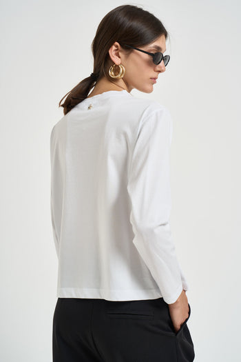 Maglia donna a maniche lunghe bianca - 5