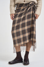 Gonna donna midi a portafoglio beige M40F0863 QUADRI SOUVENIR CLUBBING 