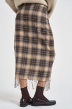 Gonna donna midi a portafoglio beige M40F0863 QUADRI SOUVENIR CLUBBING 