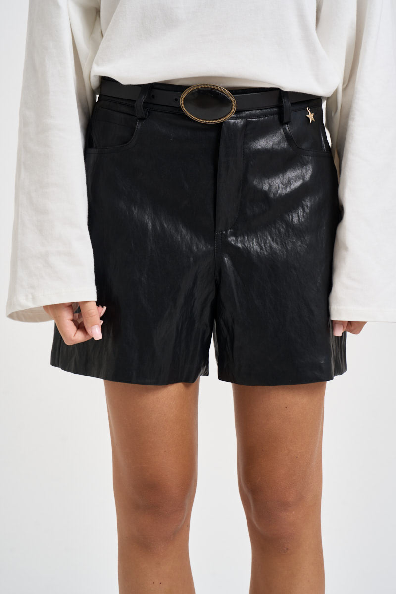 Shorts donna in ecopelle neri M40F1090 NERO SOUVENIR CLUBBING 