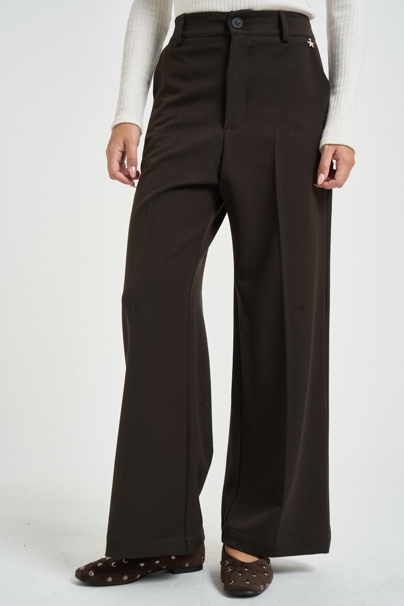 Pantalone donna sartoriale marrone S40M0156 MORO SOUVENIR CLUBBING 