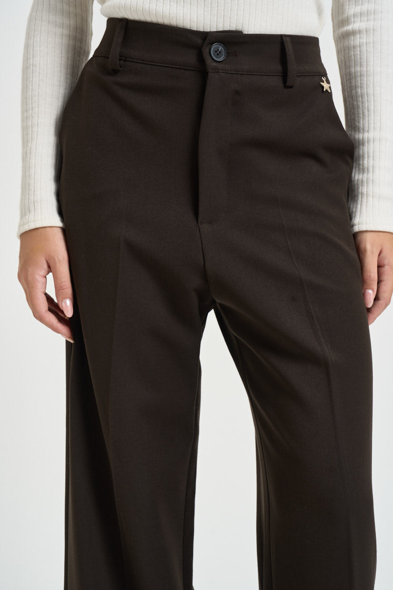 Pantalone donna sartoriale marrone S40M0156 MORO SOUVENIR CLUBBING 