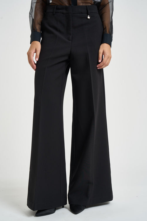 Pantalone donna gamba larga nero - 1