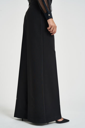 Pantalone donna gamba larga nero - 4