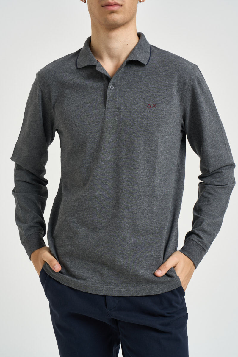 Polo uomo a maniche lunghe grigia A46103 47 SUN68 