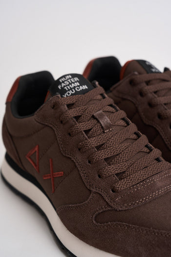 Sneakers uomo in suede e tessuto marrone - 5
