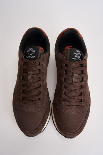 Sneakers uomo in suede e tessuto marrone - 6