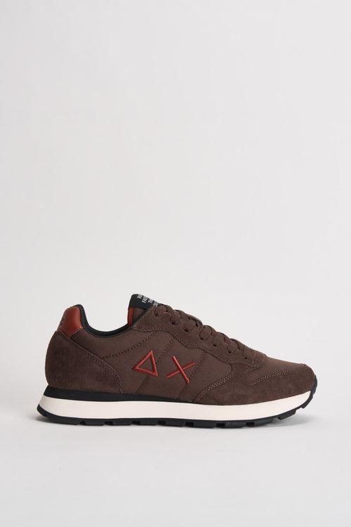 Sneakers uomo in suede e tessuto marrone