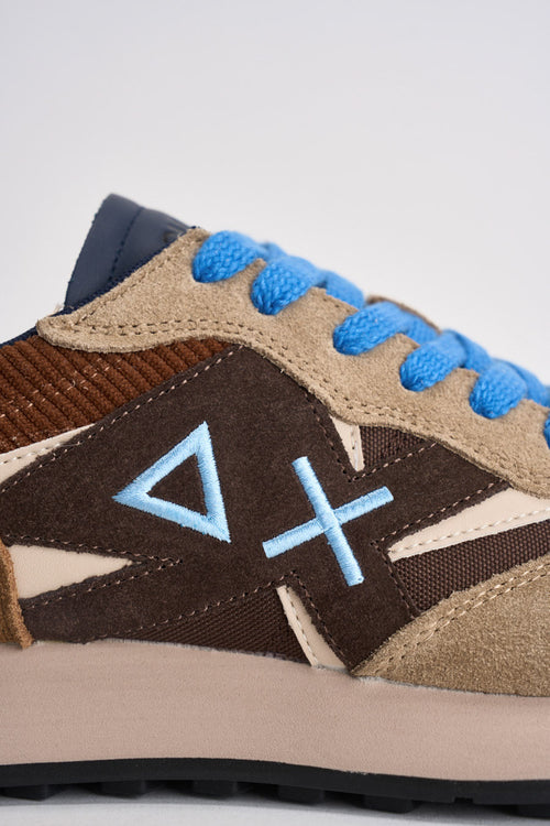Sneakers uomo in suede totora e azzurro - 2