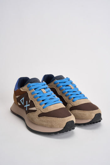 Sneakers uomo in suede totora e azzurro - 3