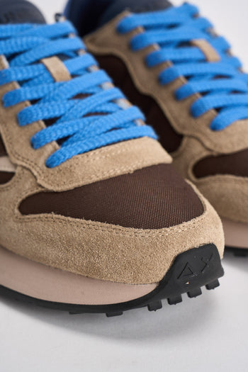 Sneakers uomo in suede totora e azzurro - 4