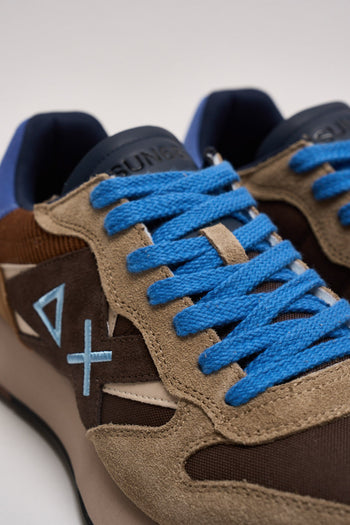 Sneakers uomo in suede totora e azzurro - 5