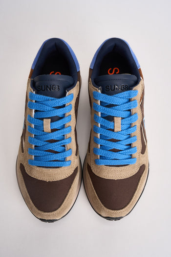Sneakers uomo in suede totora e azzurro - 6
