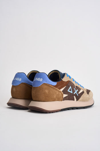 Sneakers uomo in suede totora e azzurro - 7