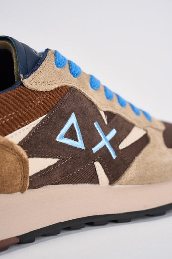 Sneakers uomo in suede totora e azzurro - 9