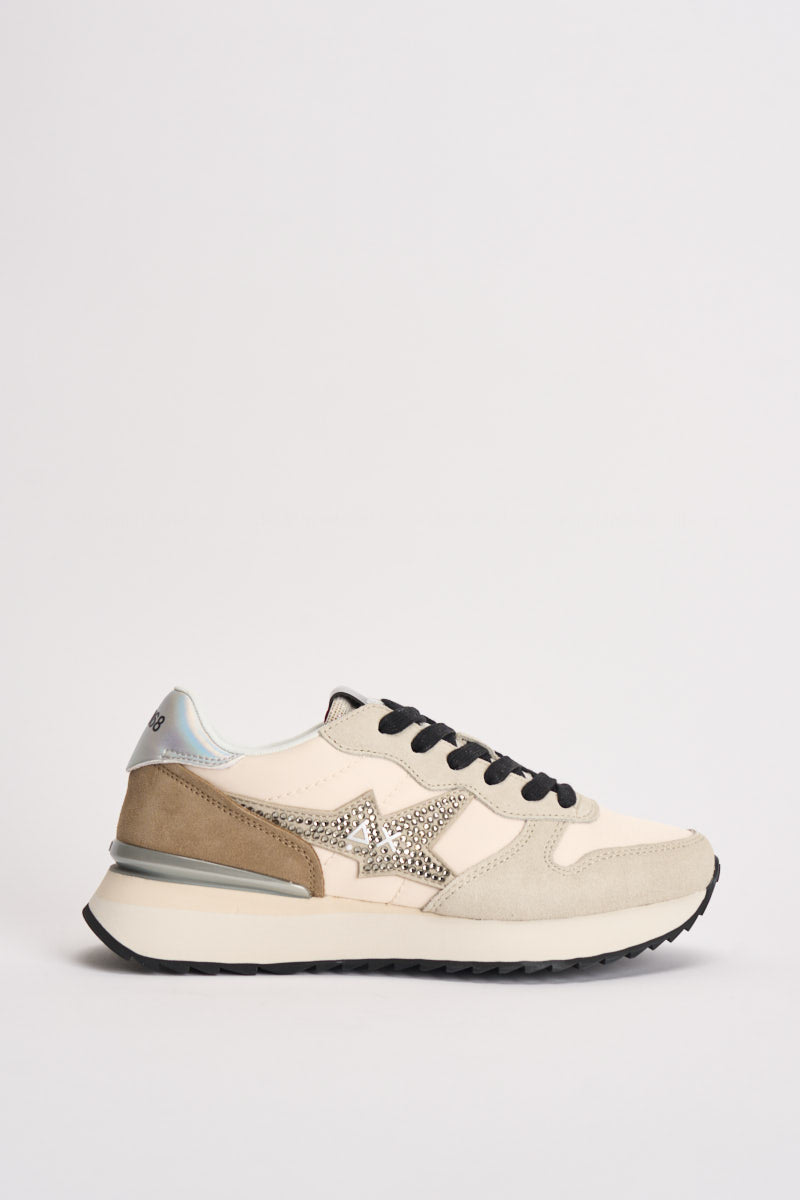 Sneakers donna con strass ecrù CPZ46223 31 SUN68 