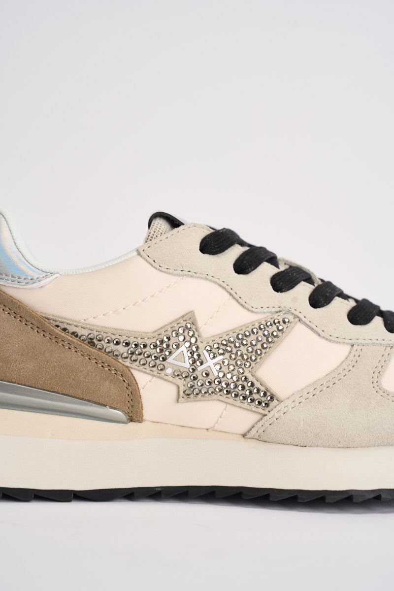 Sneakers donna con strass ecrù CPZ46223 31 SUN68 