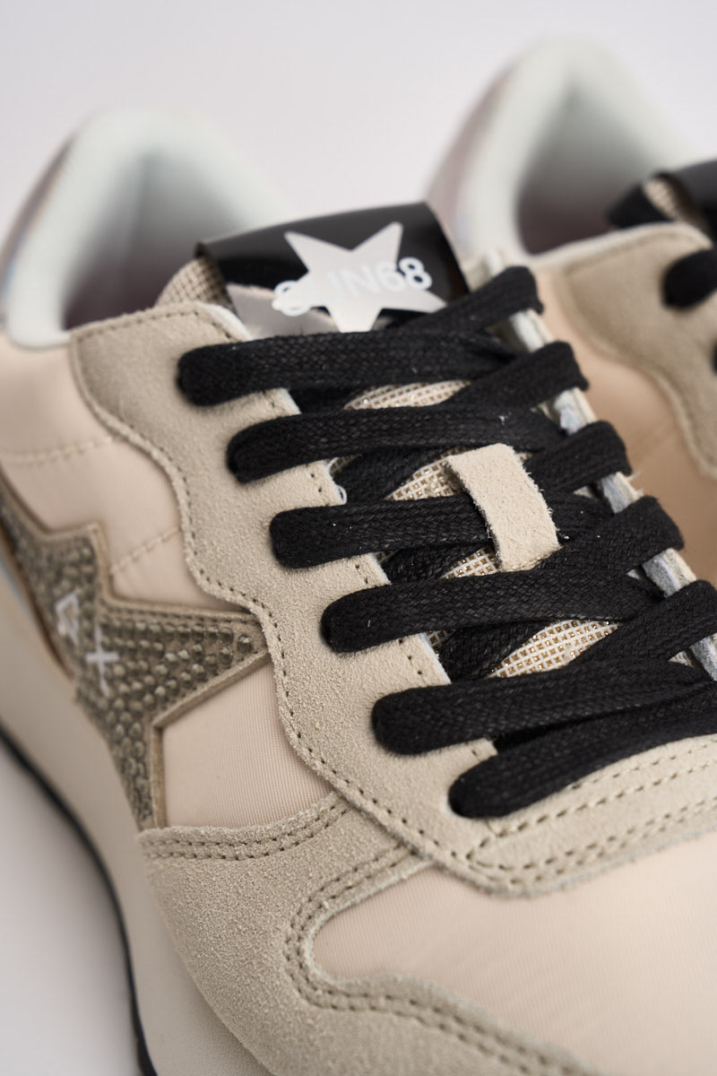 Sneakers donna con strass ecrù CPZ46223 31 SUN68 