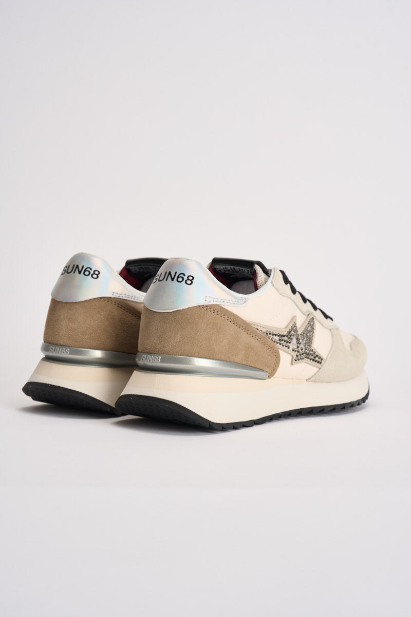 Sneakers donna con strass ecrù CPZ46223 31 SUN68 