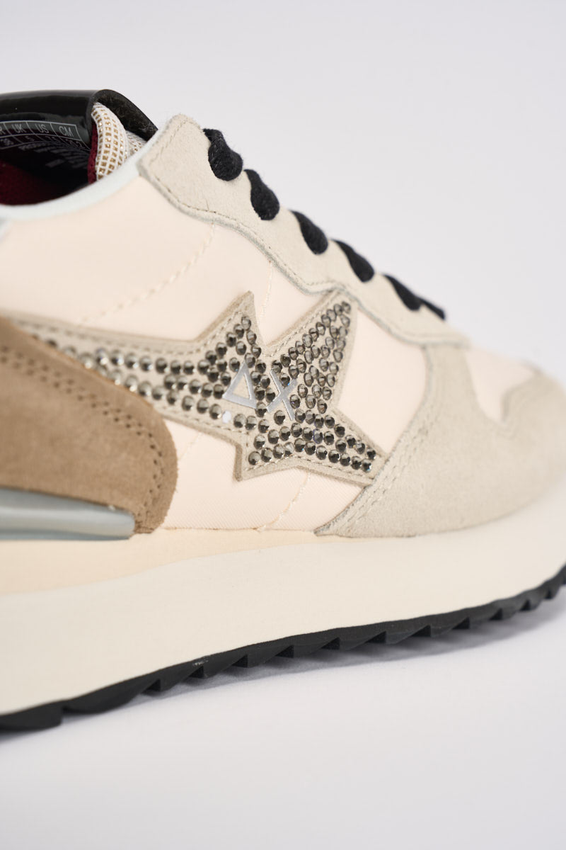 Sneakers donna con strass ecrù CPZ46223 31 SUN68 