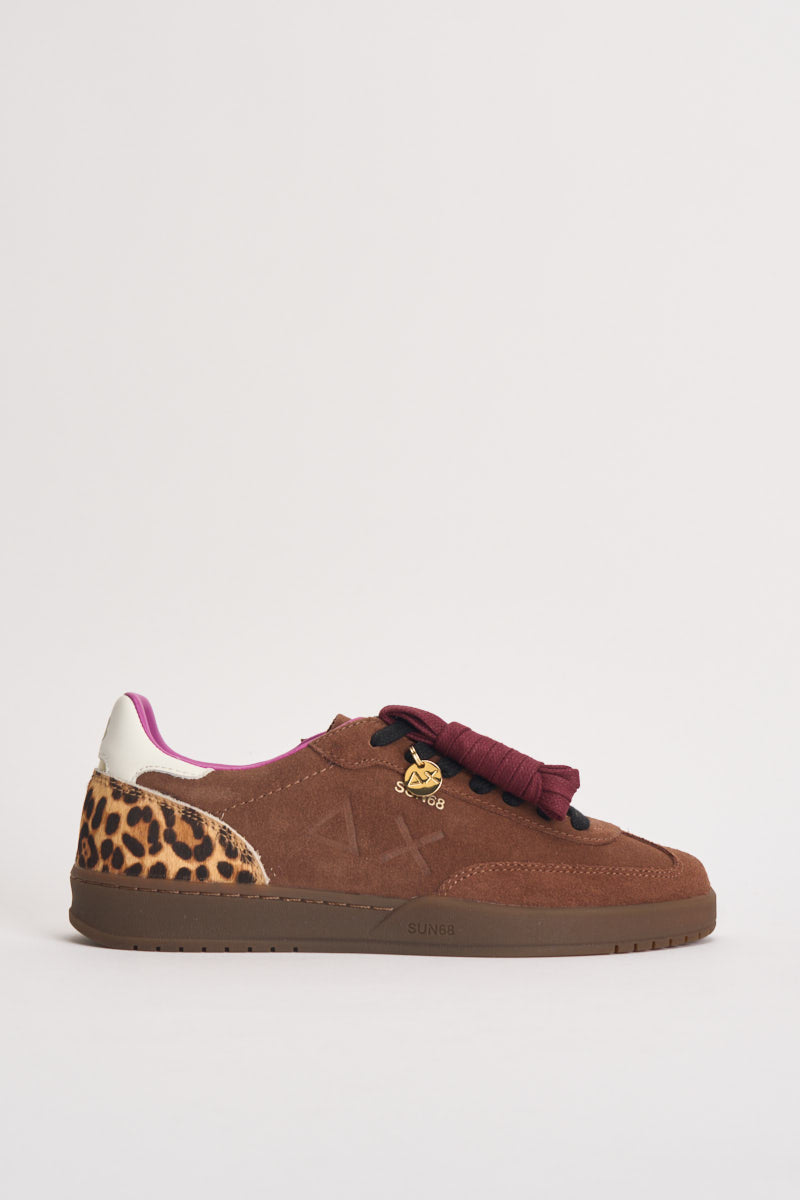 Sneakers donna in suede marrone e animalier CPZ46254 36 SUN68 