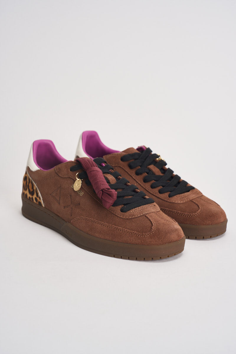 Sneakers donna in suede marrone e animalier CPZ46254 36 SUN68 