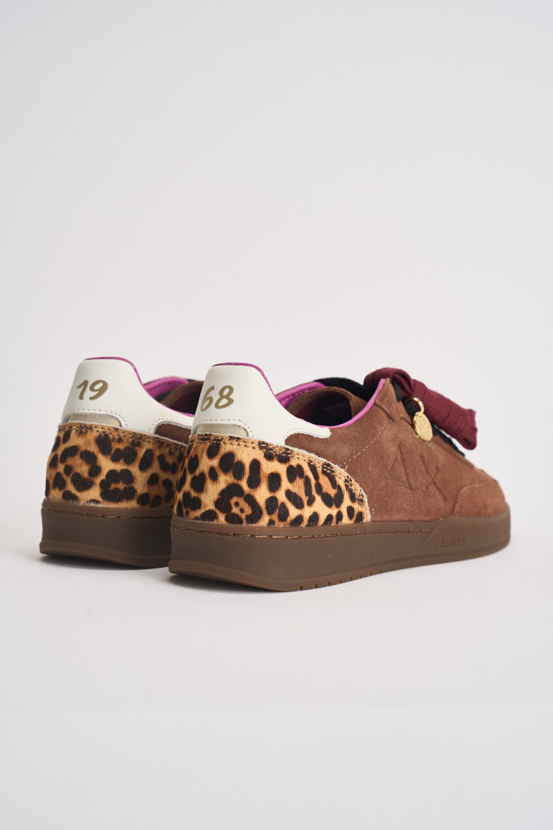 Sneakers donna in suede marrone e animalier CPZ46254 36 SUN68 