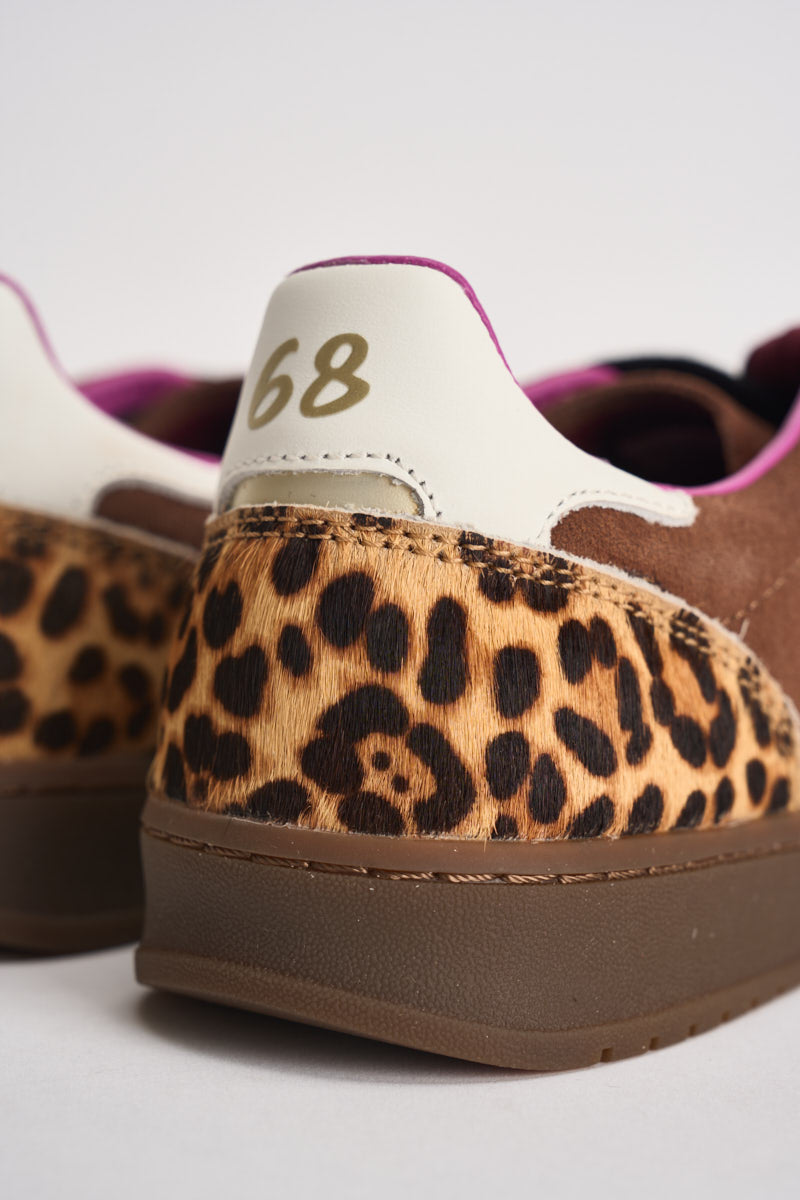 Sneakers donna in suede marrone e animalier CPZ46254 36 SUN68 