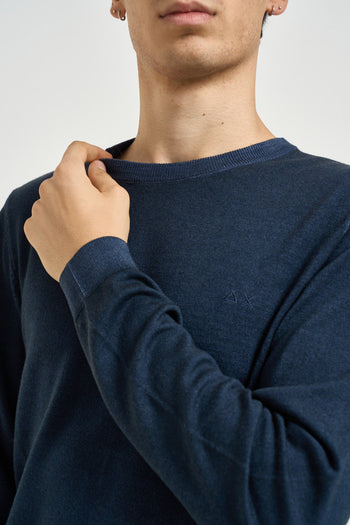 Maglia uomo girocollo in lana blu navy - 3