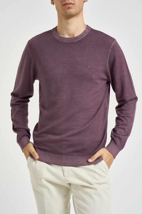 Maglia uomo girocollo in lana vinaccia - 1