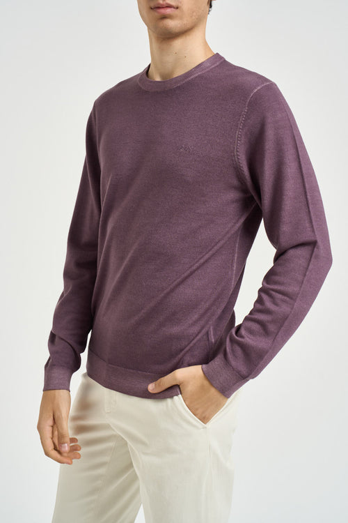 Maglia uomo girocollo in lana vinaccia - 2