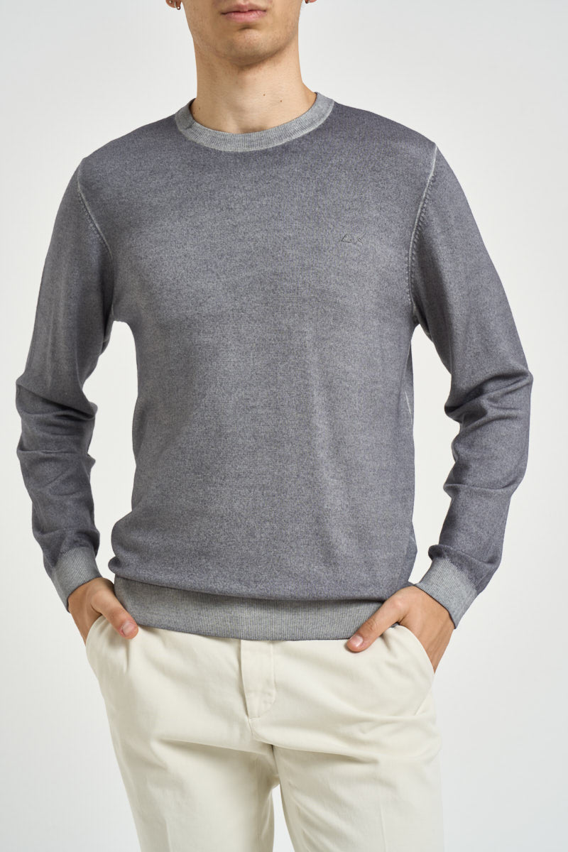 Maglia uomo girocollo in lana grigio stone K46129 98 SUN68 