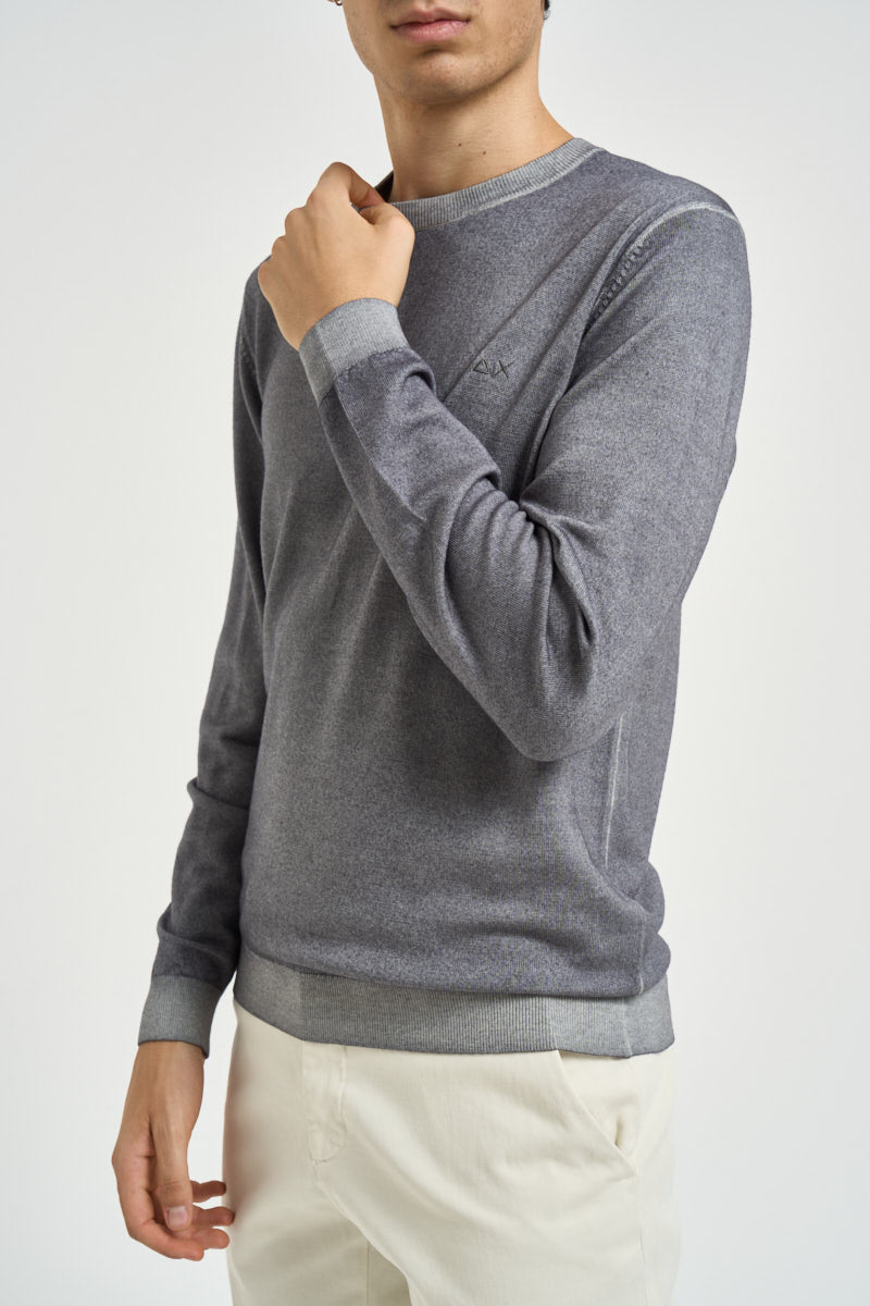 Maglia uomo girocollo in lana grigio stone K46129 98 SUN68 
