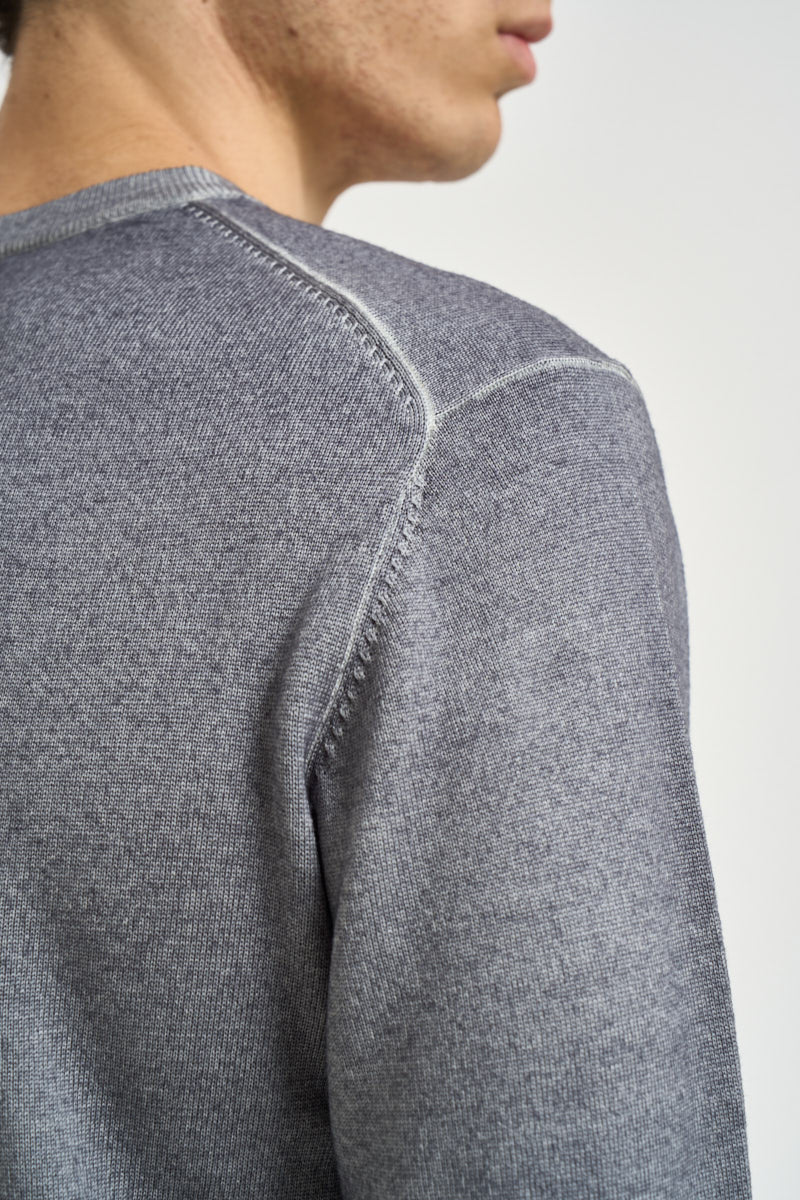 Maglia uomo girocollo in lana grigio stone K46129 98 SUN68 