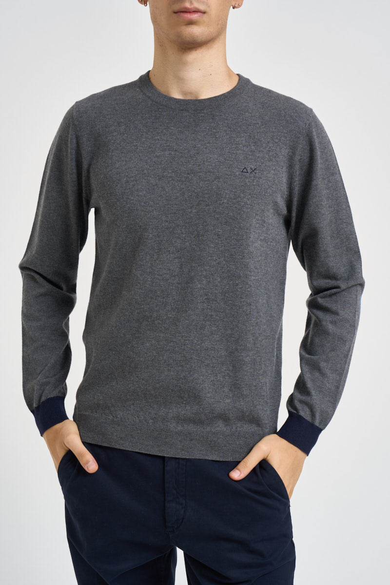 Maglia uomo girocollo grigio antracite K46160 47 SUN68 