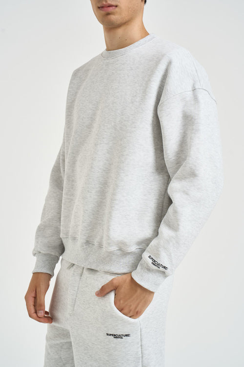 Felpa uomo a girocollo grigio mèlange - 2