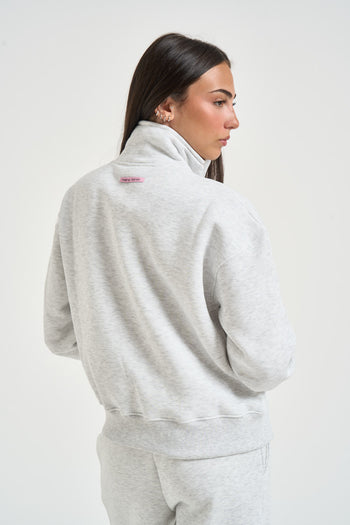 Felpa donna con collo alto grigio chiaro - 4